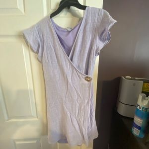 A purple wrap dress